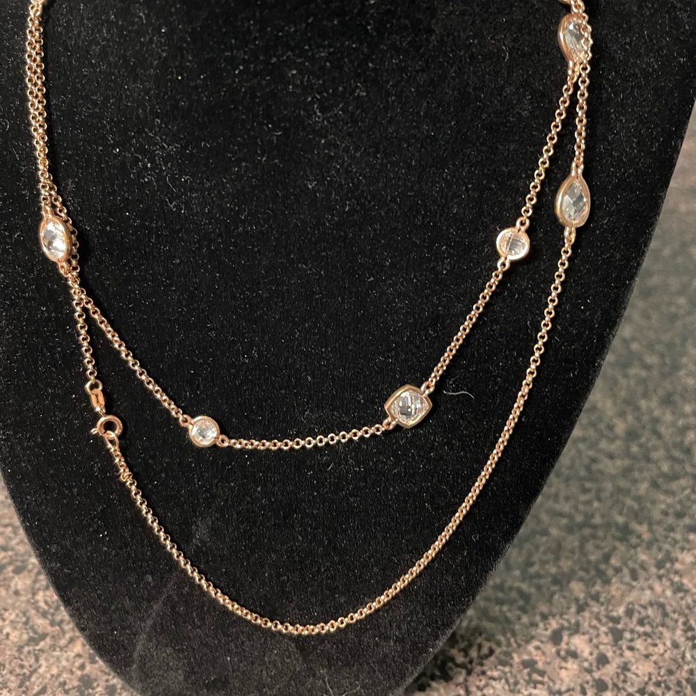 Rose gold over sterling silver necklace .. 36 inches